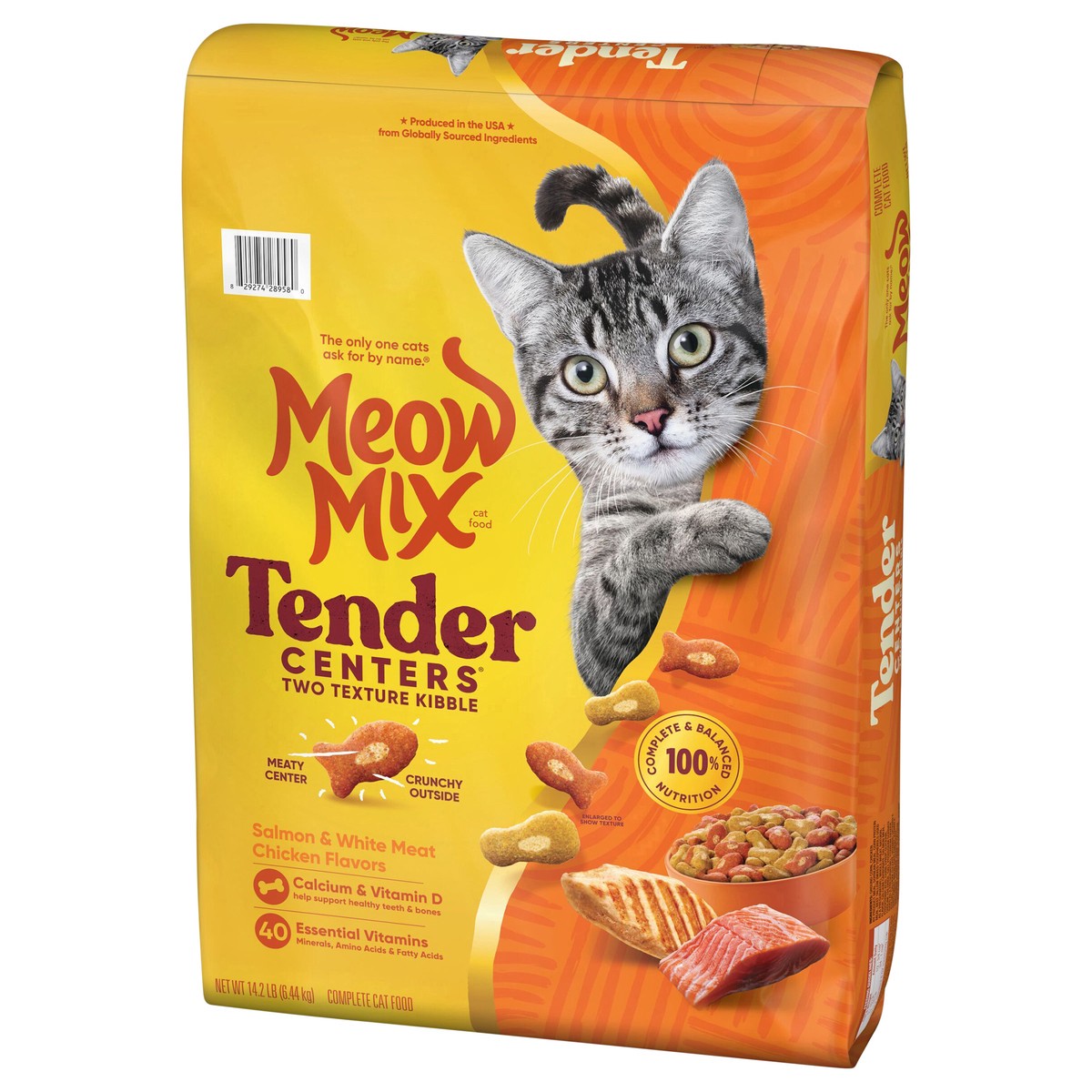 slide 9 of 14, Meow Mix Cat Food Tender Centers Salmon & White Mewt Chicken 14.2Lb, 227.2 oz