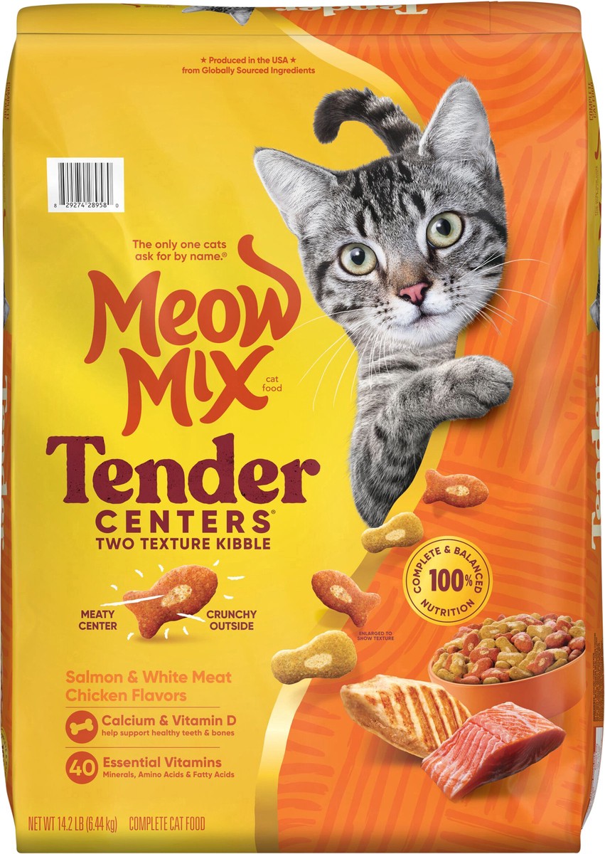 slide 12 of 14, Meow Mix Cat Food Tender Centers Salmon & White Mewt Chicken 14.2Lb, 227.2 oz