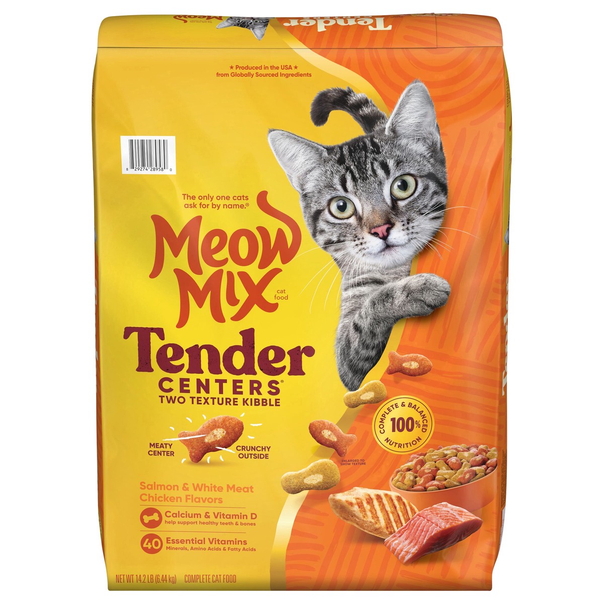slide 14 of 14, Meow Mix Cat Food Tender Centers Salmon & White Mewt Chicken 14.2Lb, 227.2 oz