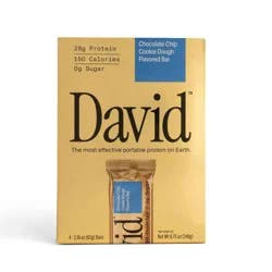 David Protein Chocolate Chip Cookie Dough High Protein Bars - 28g Protein - 4ct