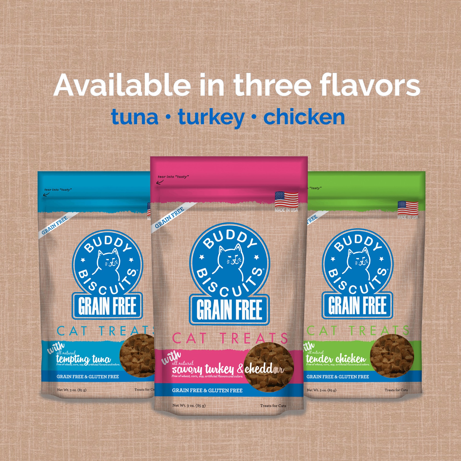 slide 6 of 8, Buddy Biscuits Soft & Chewy Grain Free Cat Treats, Chicken, 3 oz. Bag, 3 oz