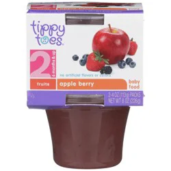 Tippy Toes 2 (6 Months & Up) Fruits Apple Blueberry Baby Food - 2 - 4 oz Cups