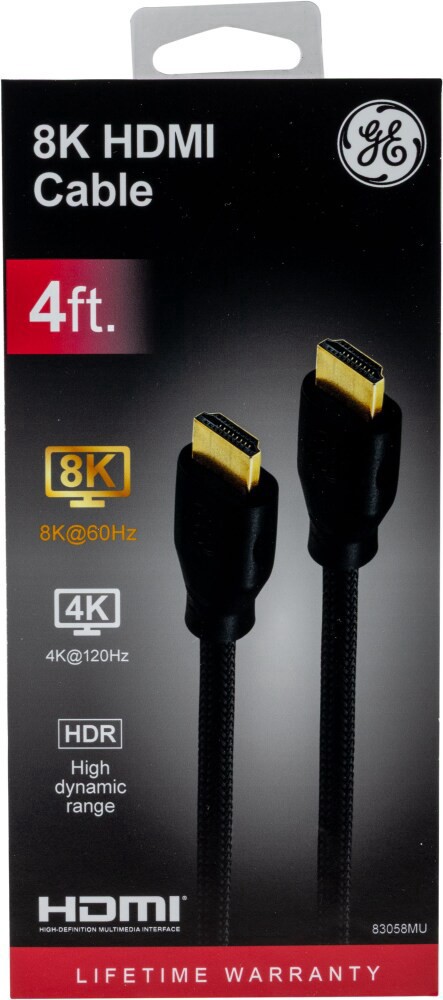 slide 1 of 1, GE 8K HDMI 4 Ft Cable 1 Each, 1 ct