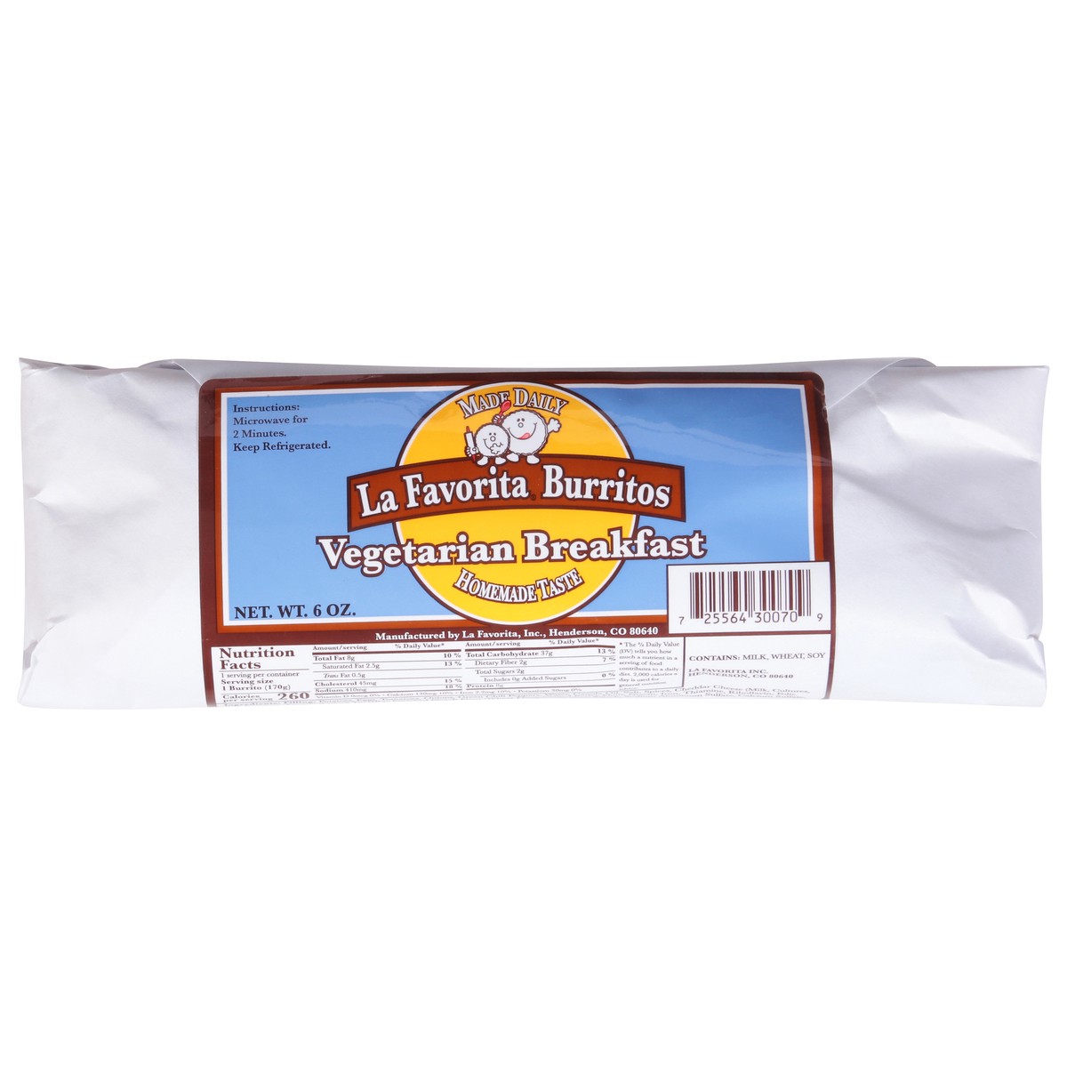 slide 1 of 9, La Favorita Vegetarian Breakfast Burritos 6 oz, 6 oz