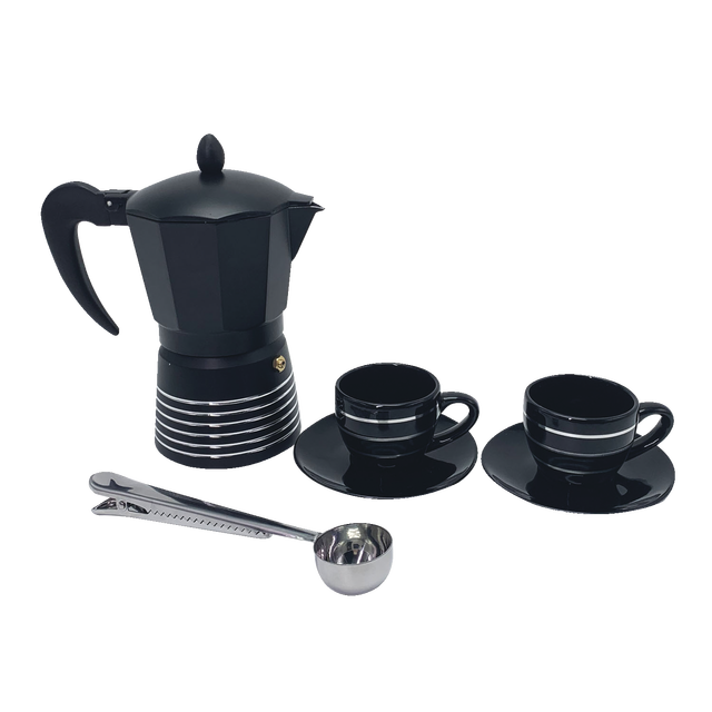 slide 1 of 1, 6Pc Premium Espress Maker Set Black, 1 ct