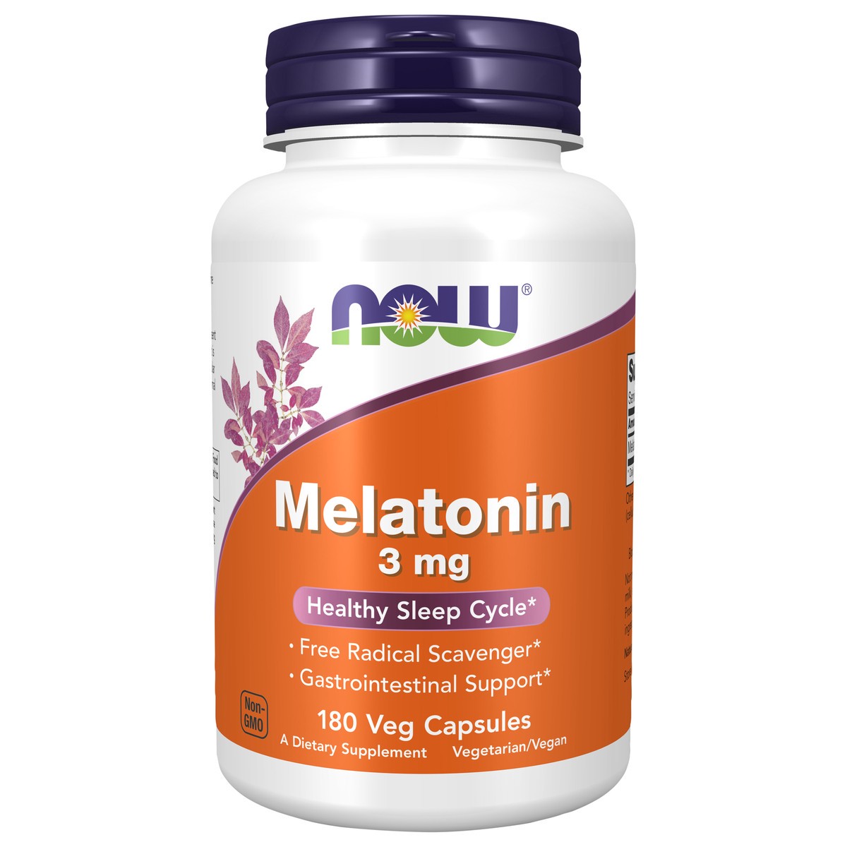 slide 1 of 4, NOW Melatonin 3 mg - 180 Veg Capsules, 180 ct