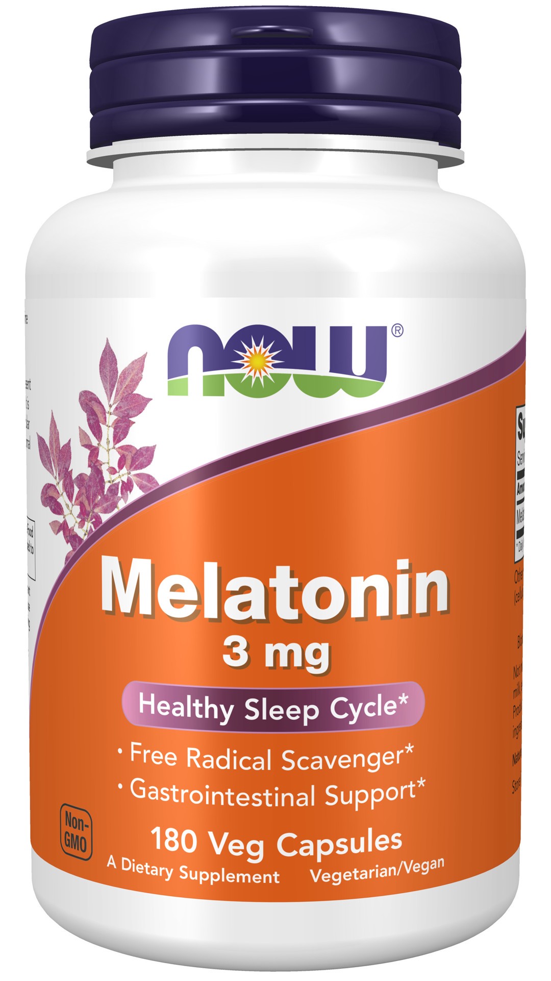 slide 1 of 4, NOW Melatonin 3 mg - 180 Veg Capsules, 180 ct