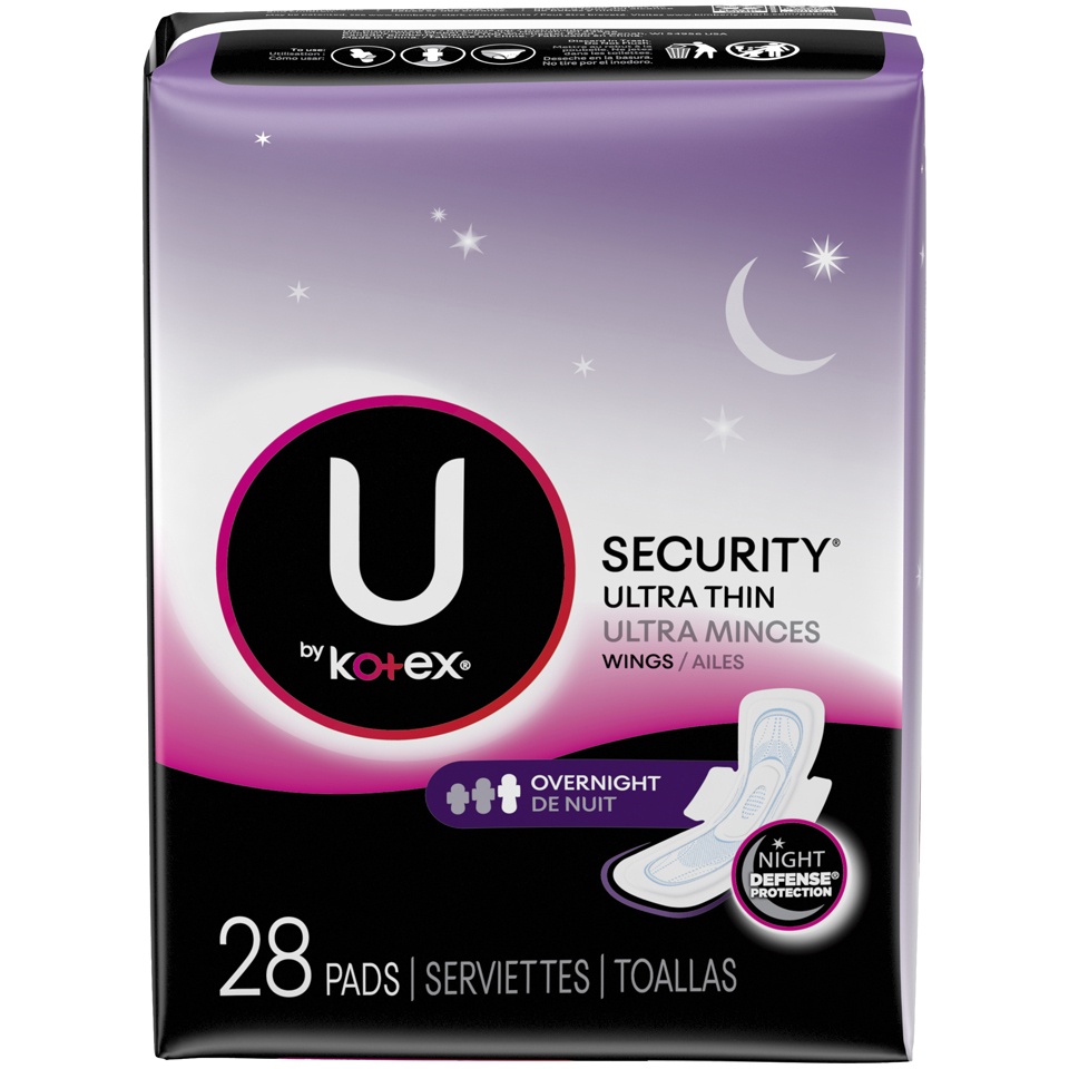 slide 1 of 3, Kotex Overnight Pads Ultra Thin, 28 ct