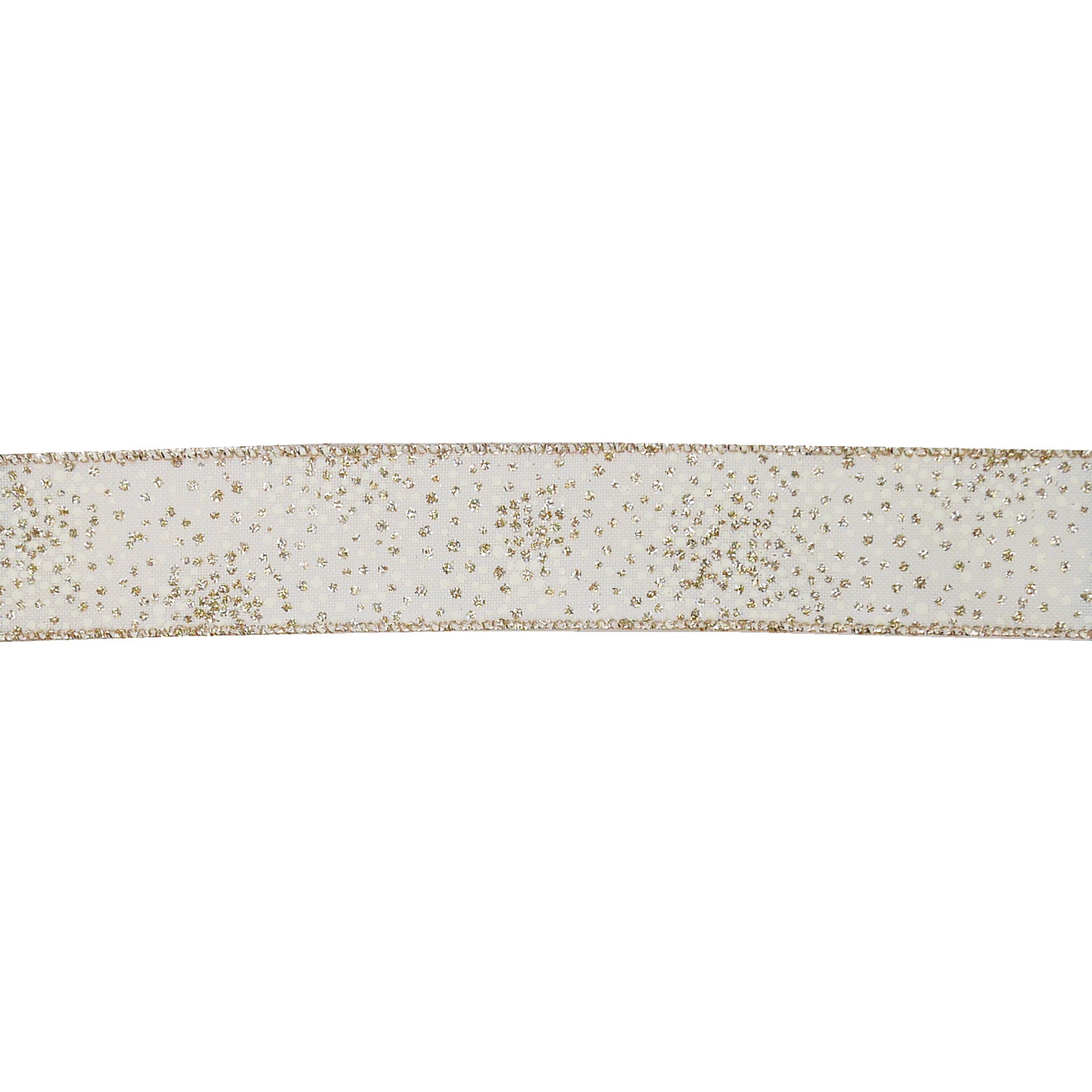 slide 2 of 3, 1.5" X 30ft. Cream & Gold Dots Wired Faux Linen Ribbon By Celebrate It, 1.5 in x 30 ft