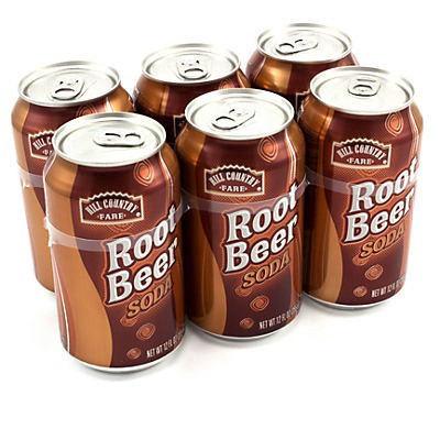 slide 1 of 1, Hill Country Fare Root Beer Soda 6 pk Cans, 6 ct; 12 oz