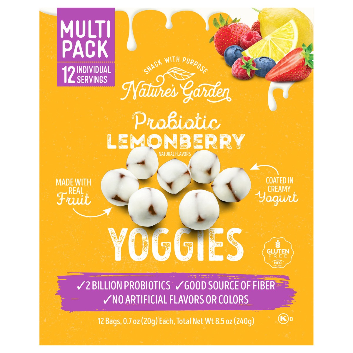 slide 1 of 12, Nature's Garden Probiotic Lemonberry Yoggies - 12 ct x 0.7 oz, 12 ct