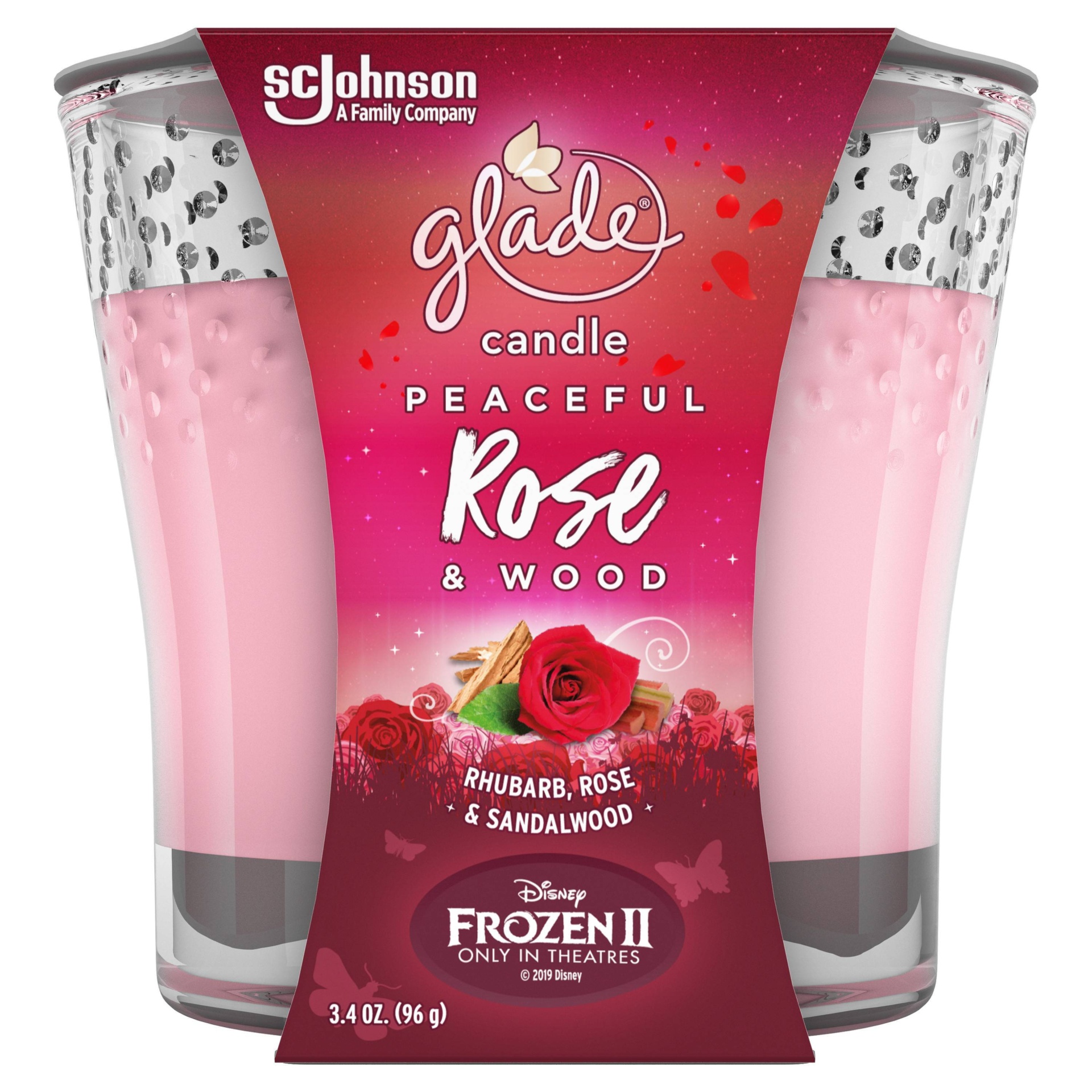 slide 1 of 1, Glade Limited Edition Peaceful Rose And Wood Candle, 3.4 oz