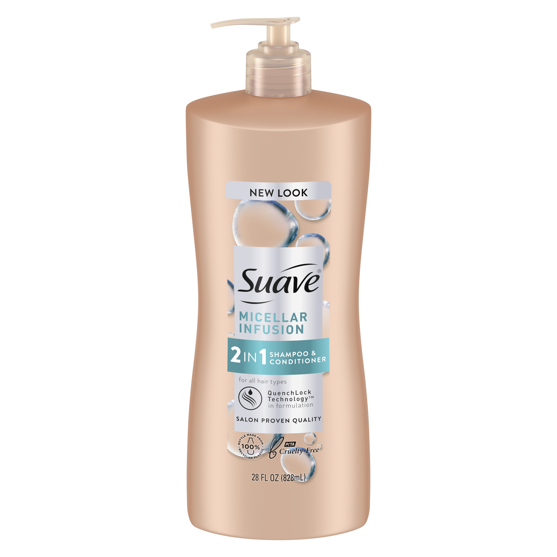 slide 2 of 4, Suave 2 in 1 Shampoo and Conditioner, Micellar Infusion Cleanse and Condition Shampoo and Conditioner 2 in 1 For All Hair Types 28 oz, 28 oz