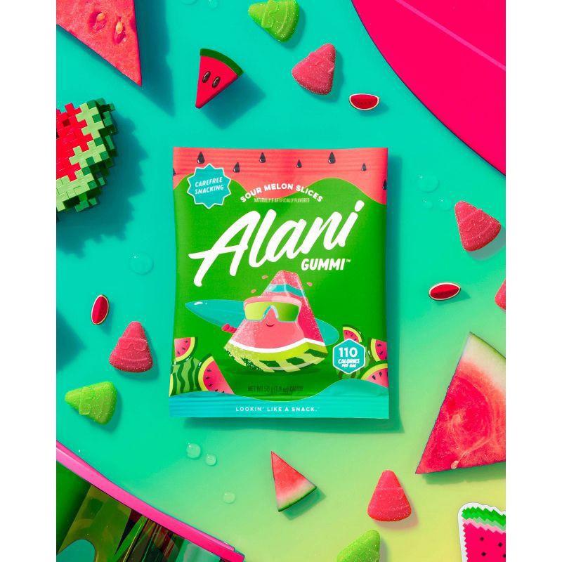slide 2 of 3, Alani Nu Gummi Sour Melon Slices, 1.8 oz