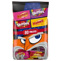 Wrigley Skittles & Starburst Fun Size Chewy Halloween Candy Variety Pack, 80 ct Bulk Bag