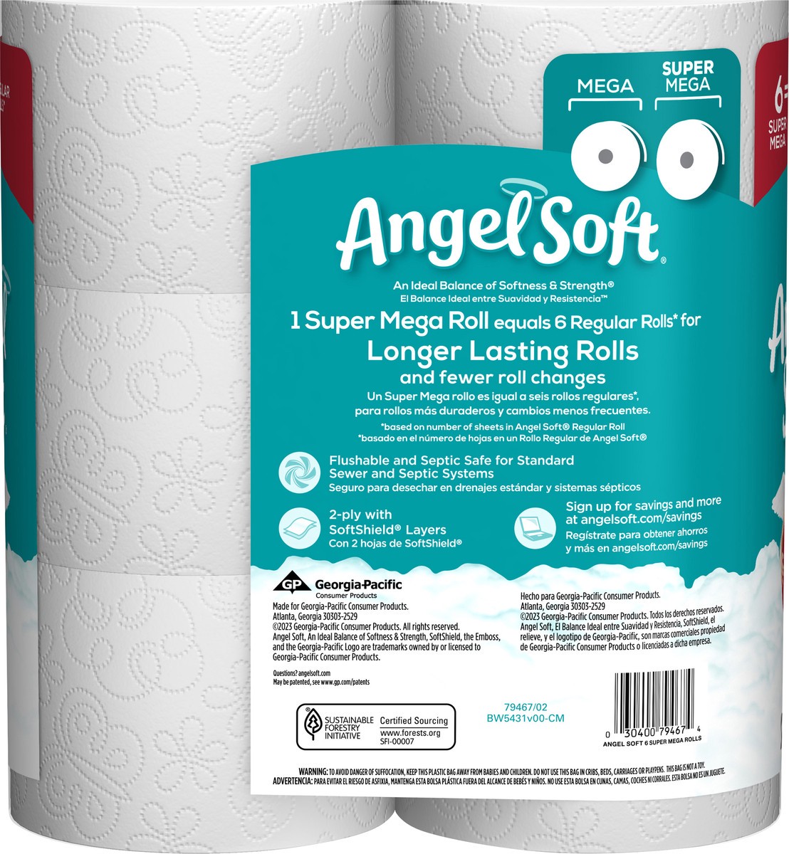 slide 3 of 5, Angel Soft Toilet Paper, 6 Mega Xl Rolls, 6 ct