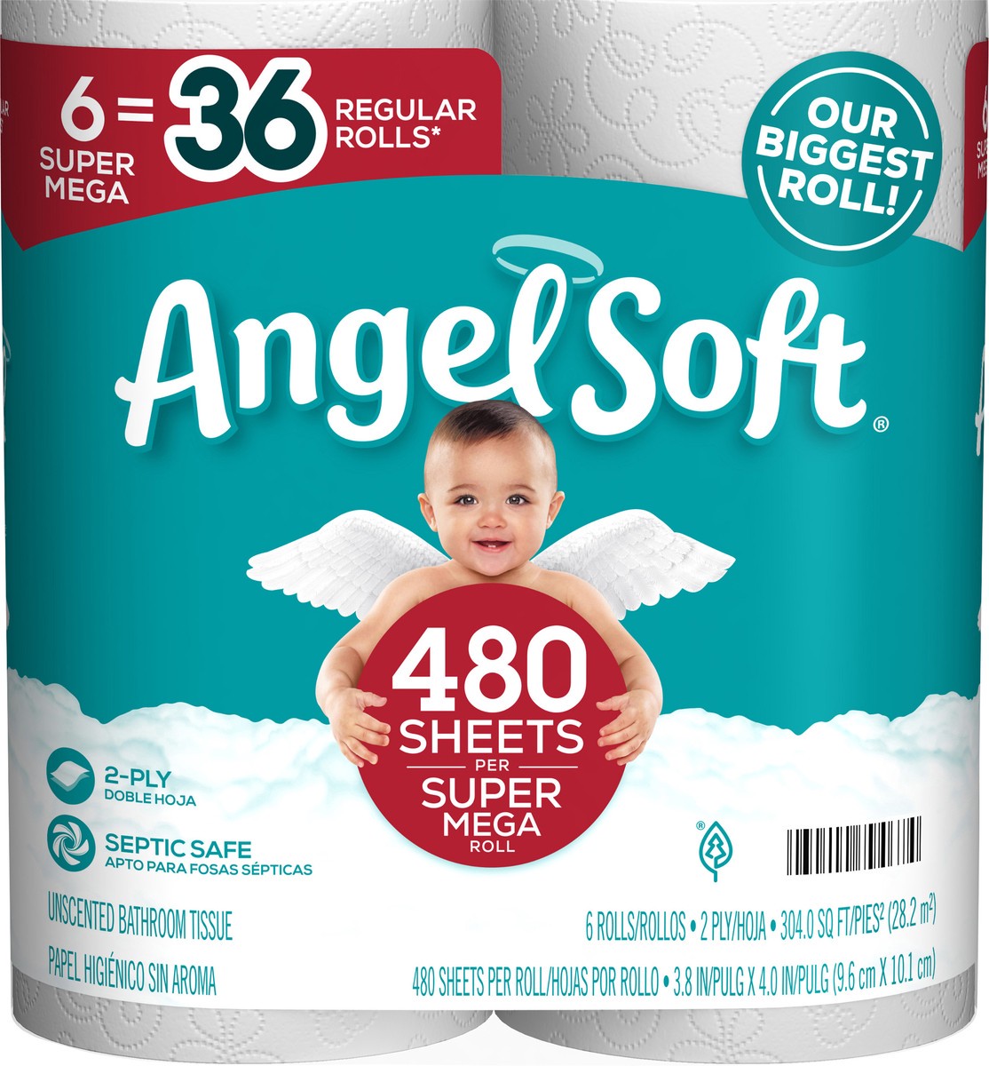 slide 2 of 5, Angel Soft Toilet Paper, 6 Mega Xl Rolls, 6 ct
