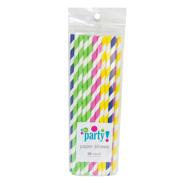 slide 1 of 1, Meijer Paper Straws, Assorted Colors, 20 ct