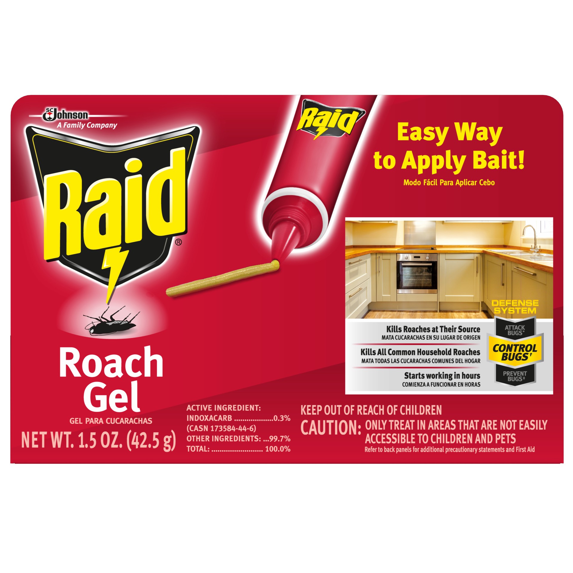 slide 1 of 4, Raid Roach Gel, Roach Killer, 1.5 oz, 1.5 oz