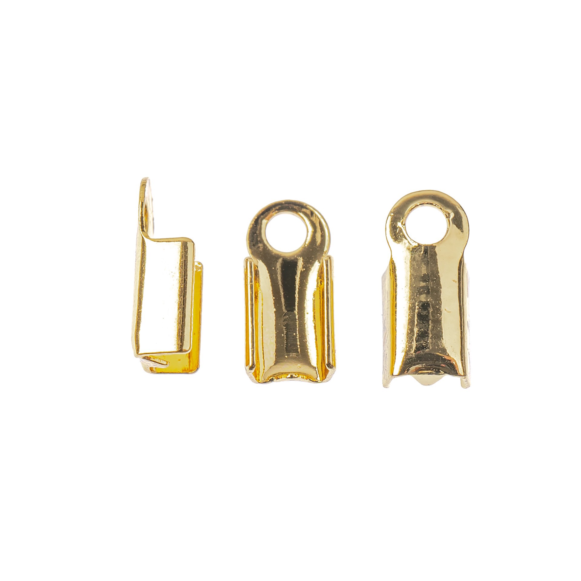 slide 2 of 3, 9mm 18k Gold-Plated Folding End Crimps By Bead Landing, 9 mm