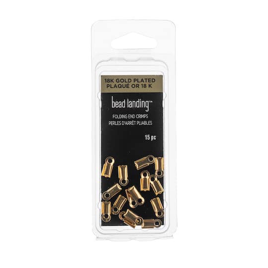 slide 1 of 3, 9mm 18k Gold-Plated Folding End Crimps By Bead Landing, 9 mm