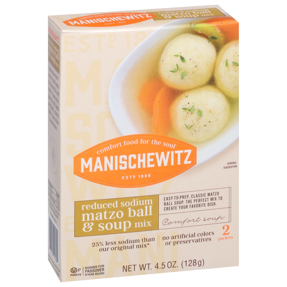 slide 3 of 9, Manischewitz Reduced Sodium Matzo Ball Soup Mix, 4.5 oz