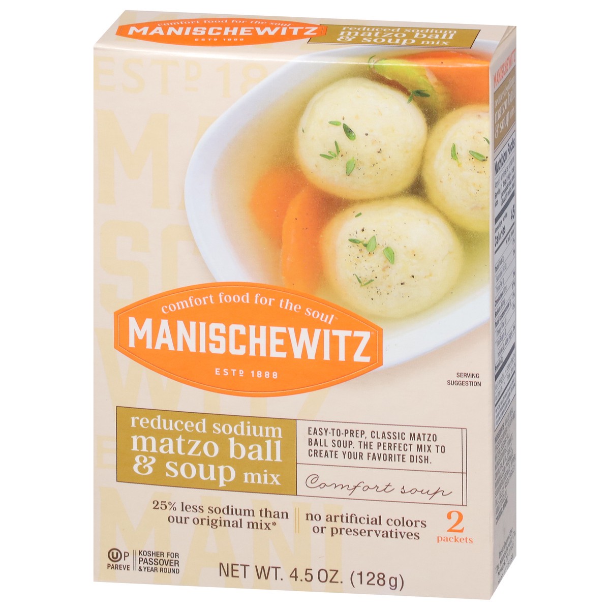 slide 7 of 9, Manischewitz Reduced Sodium Matzo Ball Soup Mix, 4.5 oz