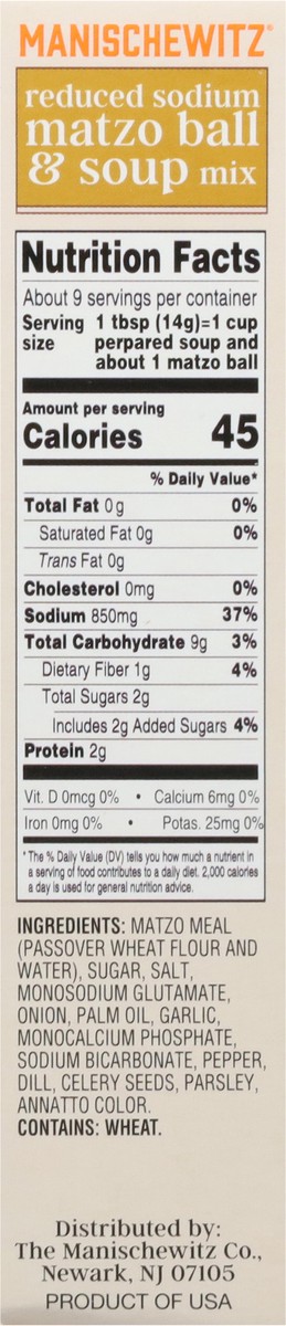 slide 6 of 9, Manischewitz Reduced Sodium Matzo Ball Soup Mix, 4.5 oz