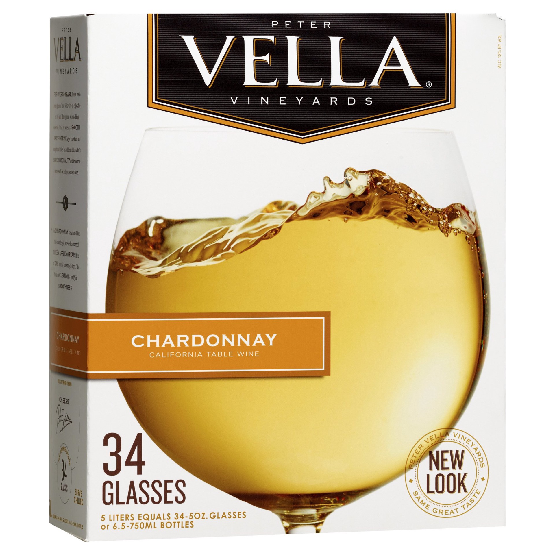 slide 1 of 3, Peter Vella Vineyards Chardonnay White Wine 5L Box Wine, 5 liter