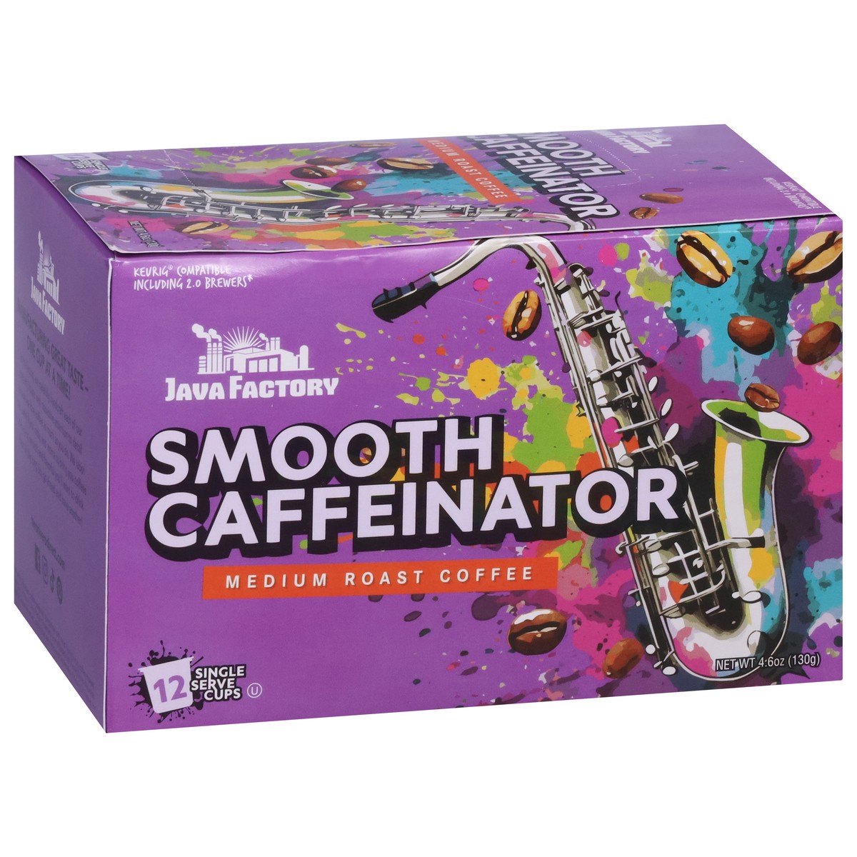 slide 10 of 13, Java Factory Medium Roast Smooth Caffeinator Coffee 12 Single Serve Cups, 12 ct