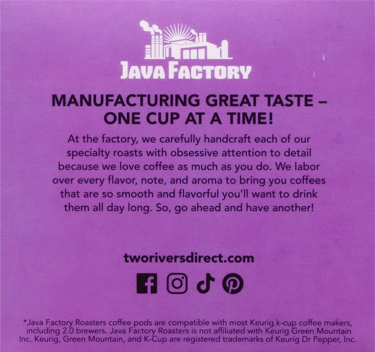 slide 7 of 13, Java Factory Medium Roast Smooth Caffeinator Coffee 12 Single Serve Cups, 12 ct
