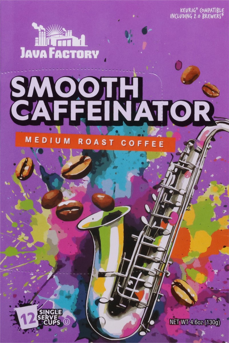 slide 11 of 13, Java Factory Medium Roast Smooth Caffeinator Coffee 12 Single Serve Cups, 12 ct
