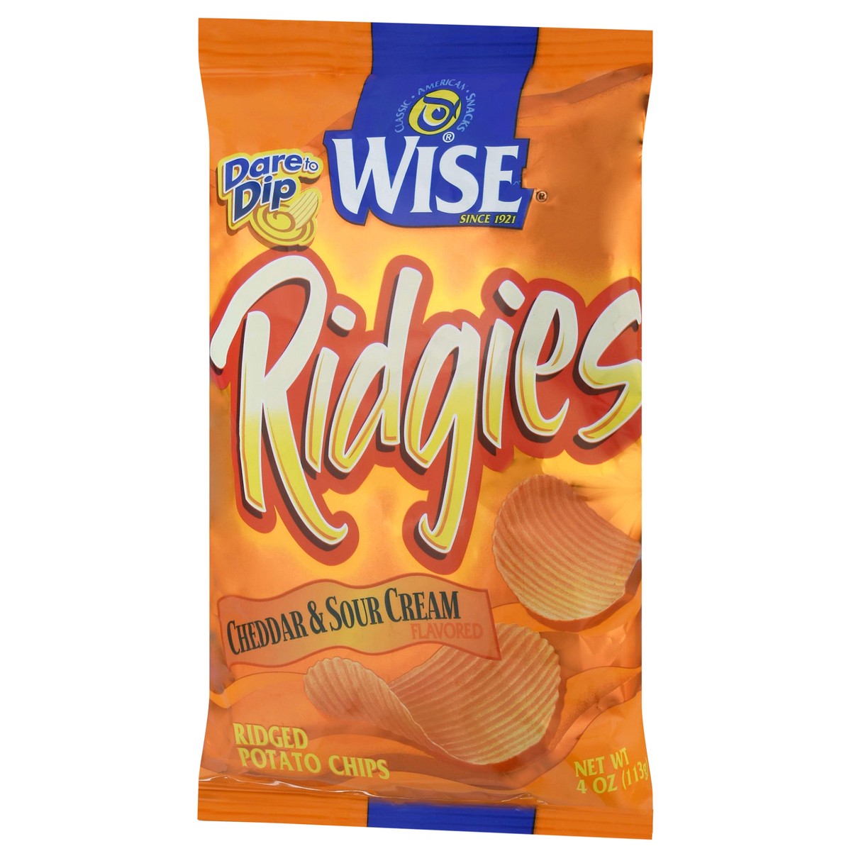 slide 14 of 14, Wise Ridgies Ridged Cheddar & Sour Cream Flavored Potato Chips 4 oz, 4 oz