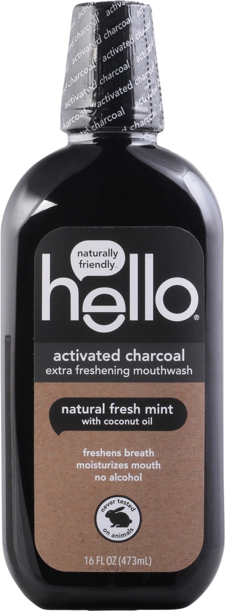 slide 8 of 10, Hello Activated Charcoal Extra Fresh Mouthwash, 16 oz