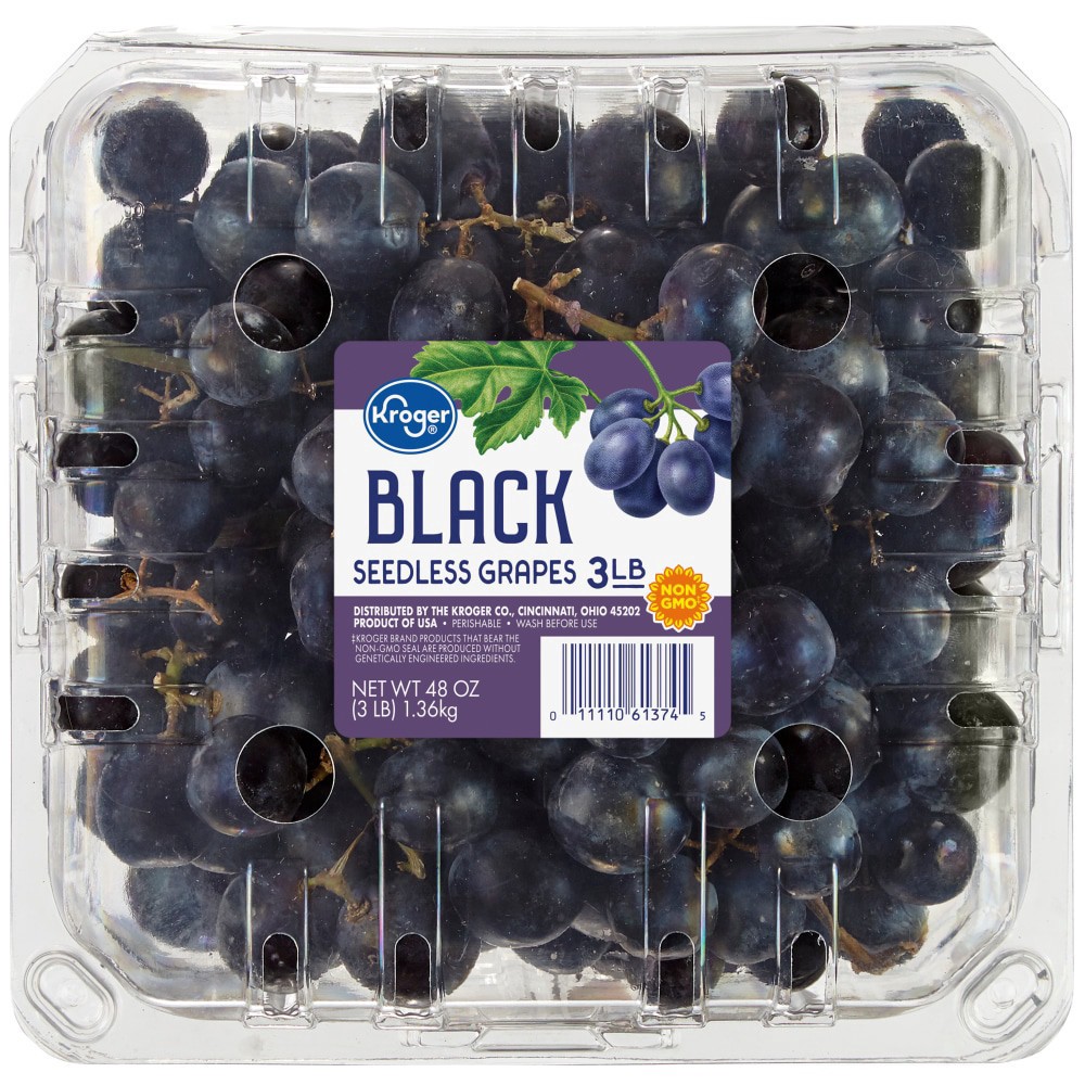 slide 1 of 2, Kroger Seedless Black Grapes, 48 oz