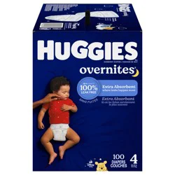 Huggies Overnites Nighttime Baby Diapers, Size 4 (22-37 lbs), 100 Ct