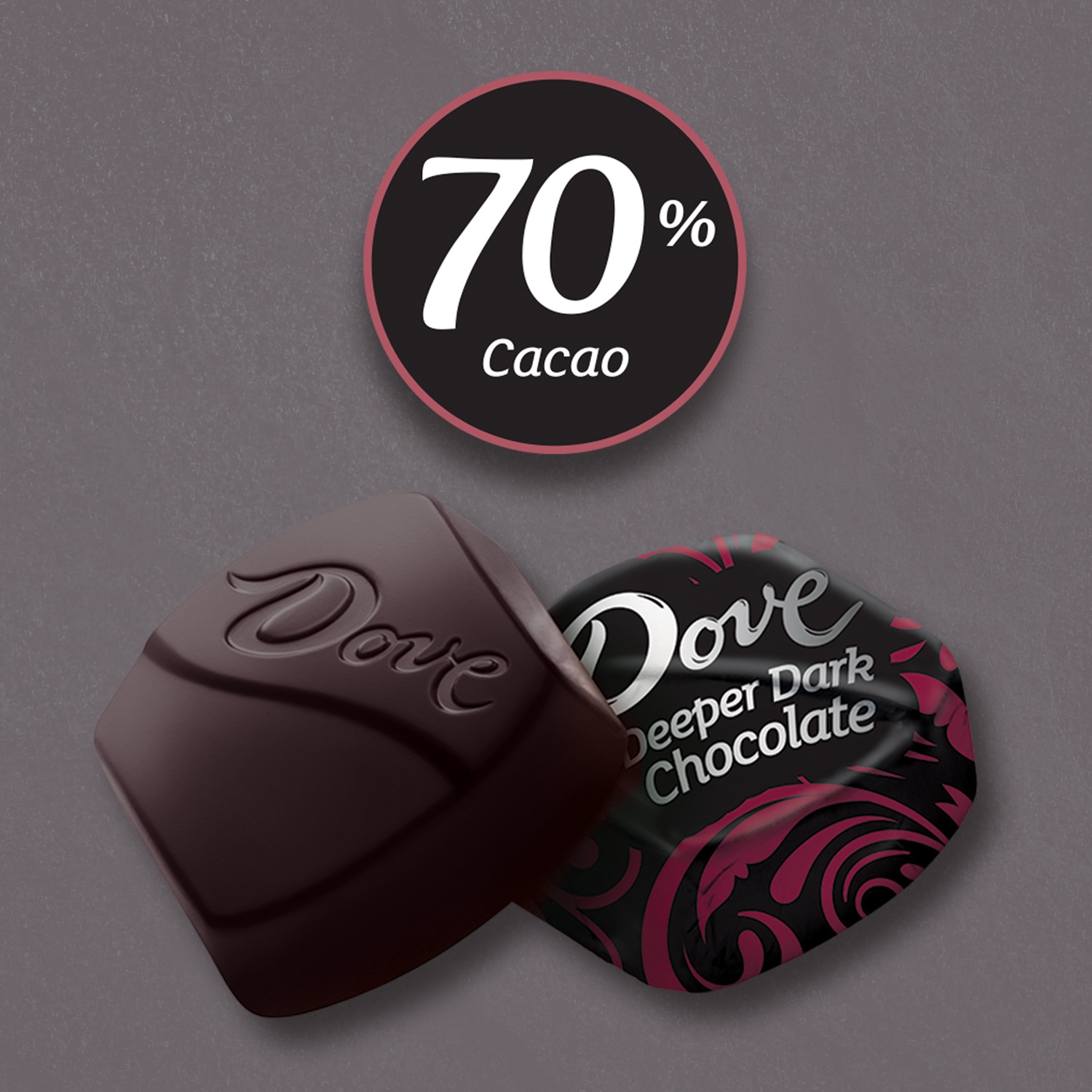 slide 2 of 7, DOVE PROMISES Deeper Dark Chocolatedy 70% Cacao, 7.23 oz