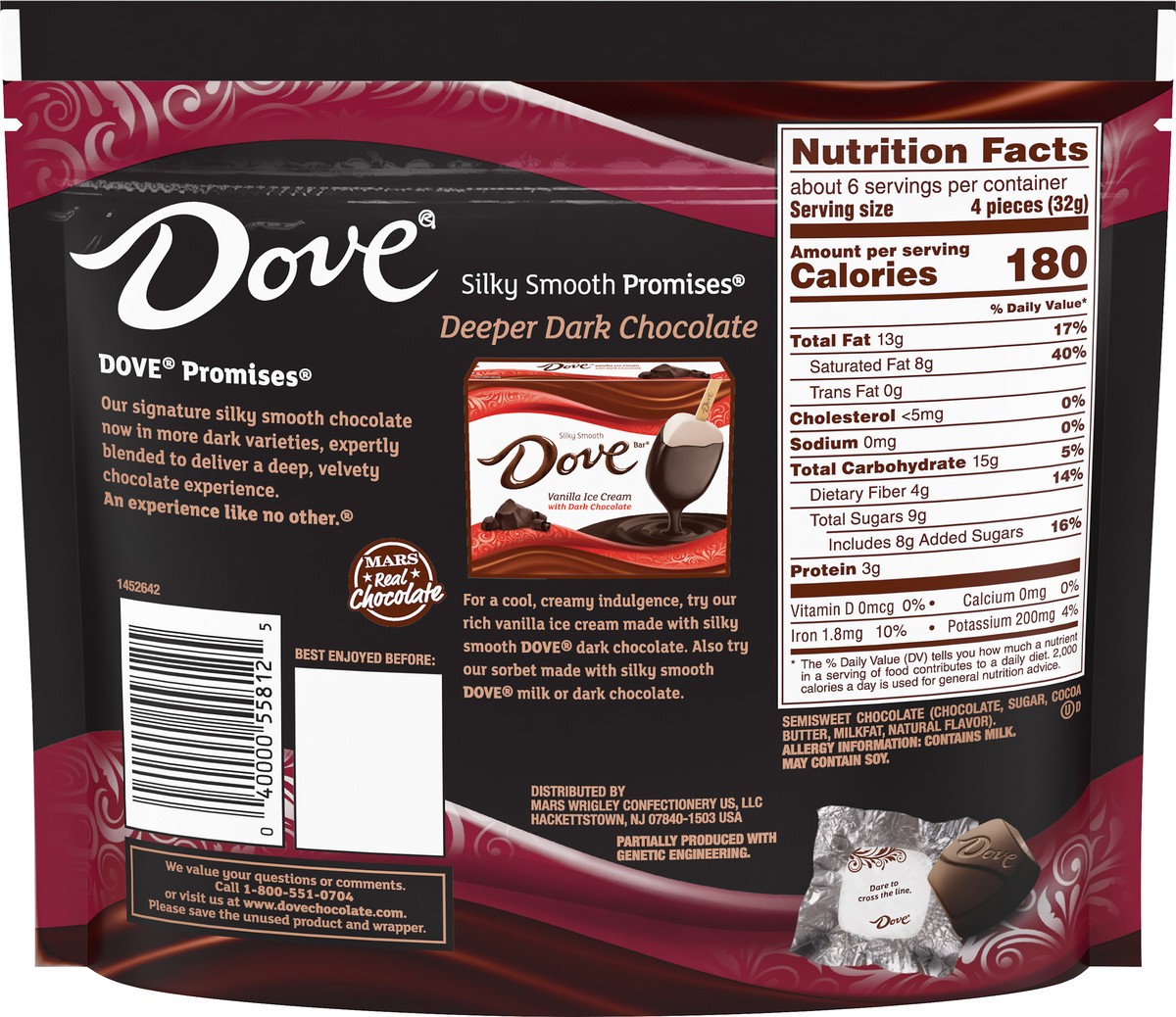 slide 5 of 7, Dove Promises 70% Cacao Deeper Dark Chocolate 7.23 oz, 7.23 oz