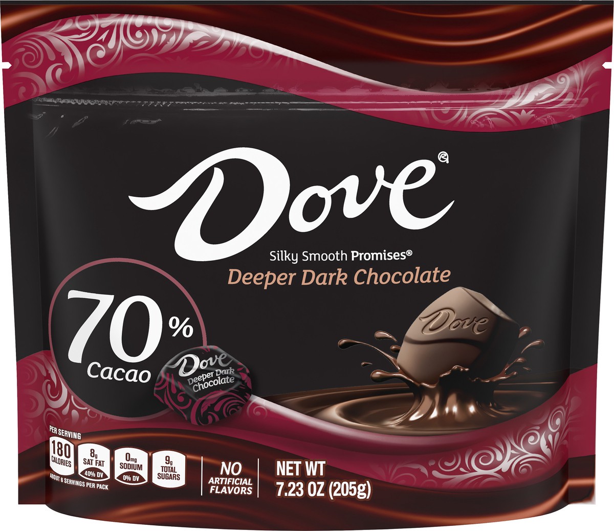 slide 3 of 7, Dove Promises 70% Cacao Deeper Dark Chocolate 7.23 oz, 7.23 oz