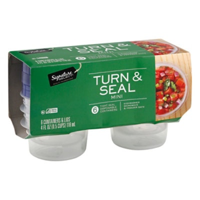 slide 1 of 1, Signature Home Twist&Store Containers & Lids Small Round, 6 ct; 4 fl oz