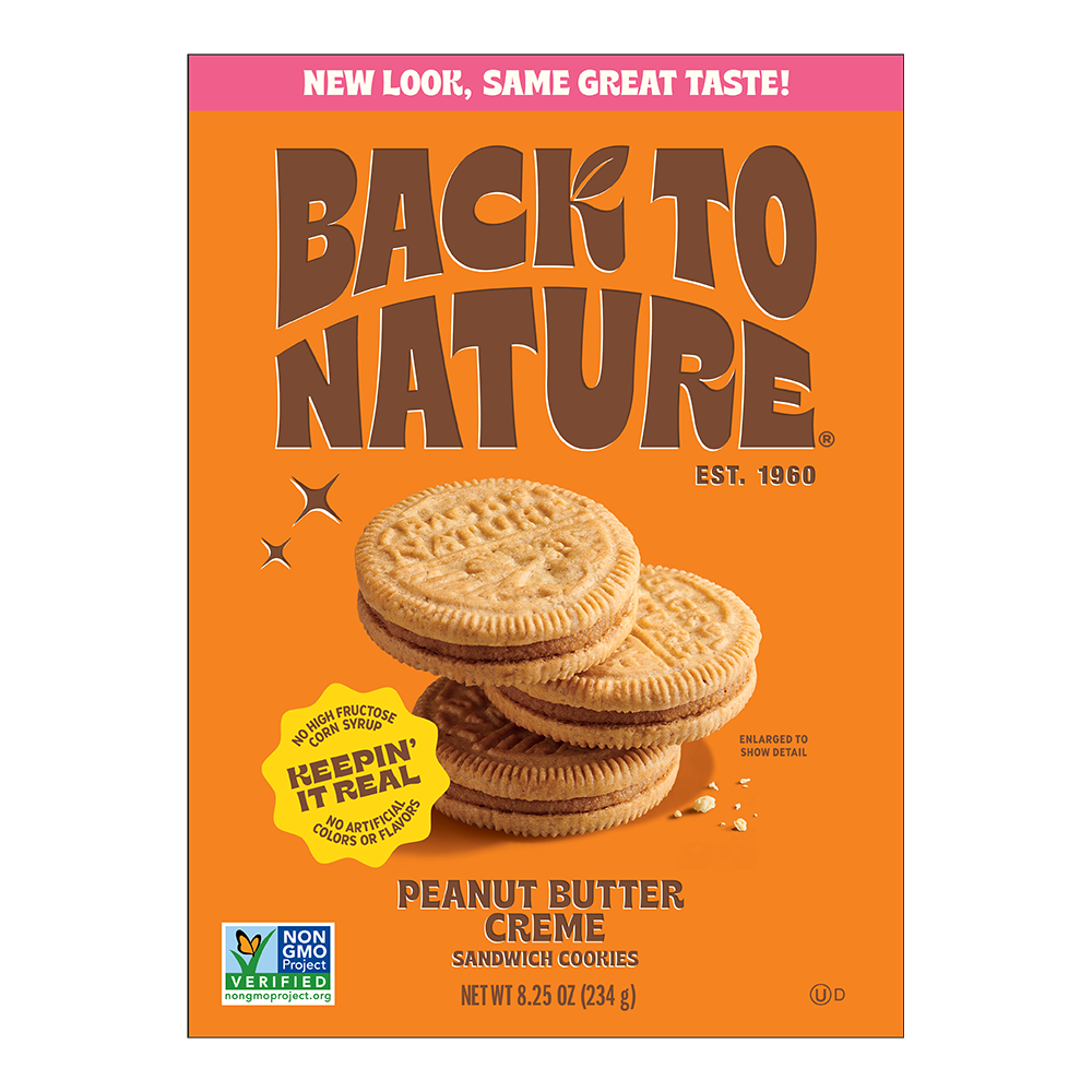 slide 1 of 4, Back to Nature Peanut Butter Creme Sandwich Cookies, 8.25 oz
