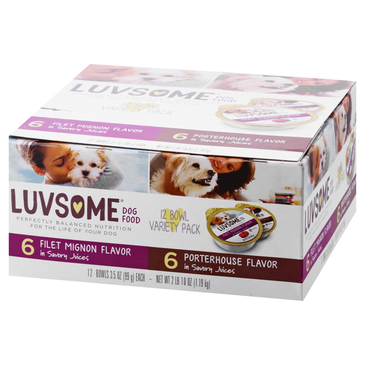 slide 3 of 11, Luvsome 12 Variety Pack Filet Mignon Flavor/Porterhouse Flavor Dog Food 12 ea, 12 ct