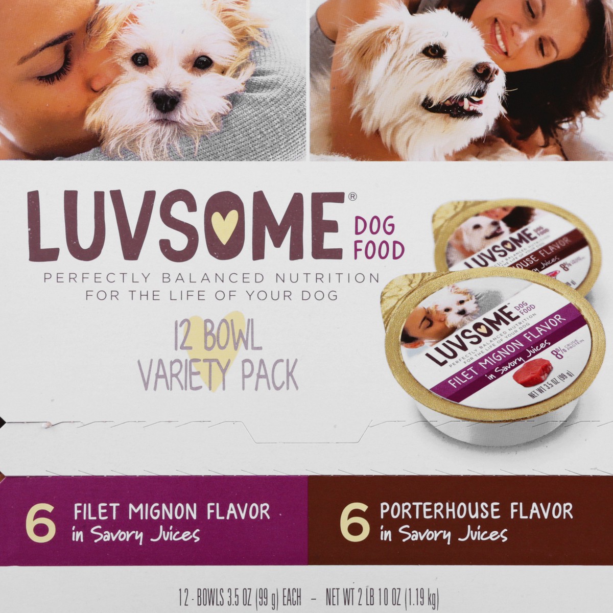 slide 11 of 11, Luvsome 12 Variety Pack Filet Mignon Flavor/Porterhouse Flavor Dog Food 12 ea, 12 ct