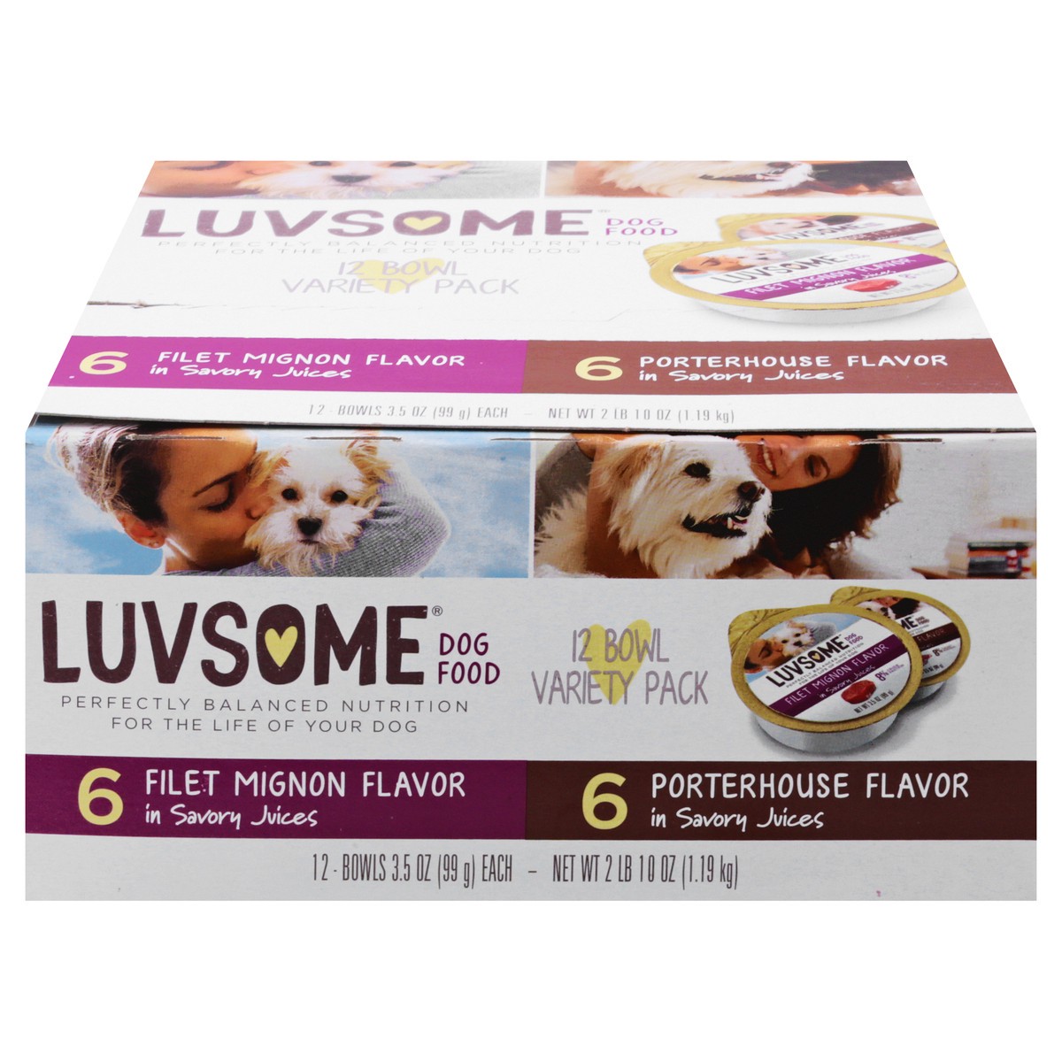 slide 1 of 11, Luvsome 12 Variety Pack Filet Mignon Flavor/Porterhouse Flavor Dog Food 12 ea, 12 ct