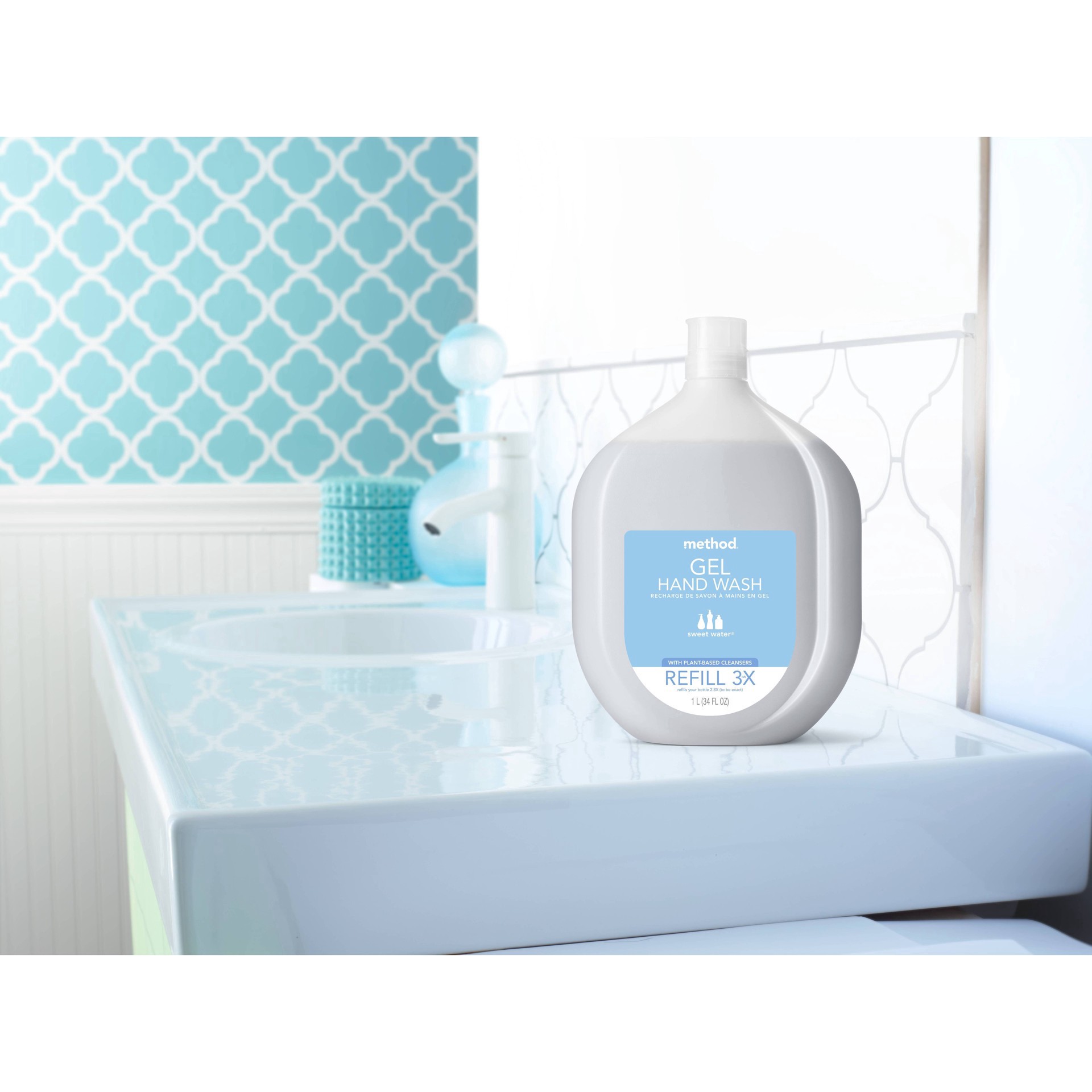 slide 8 of 8, method Gel Hand Soap, Refill, Sweet Water, 34 oz, 34 fl oz