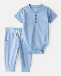 Carter's Baby Boy Lightning Thermal Bodysuit & Pant Set - Blue - 6M