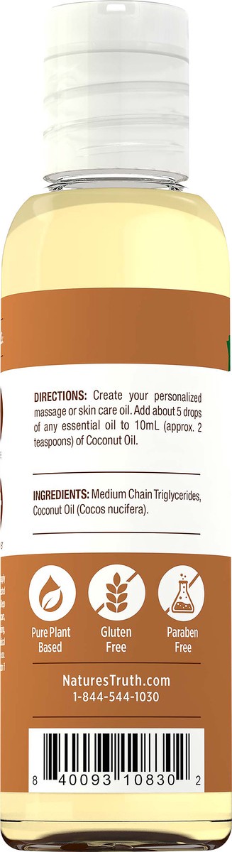 slide 2 of 4, Nature's Truth Coconut Oil Liquid Base Oil 4oz, 4 fl oz