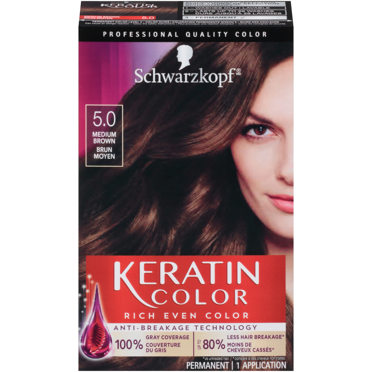 slide 1 of 21, Schwarzkopf Permanent Hair Color Cream, 5.0 Medium Brown, 6.1 oz