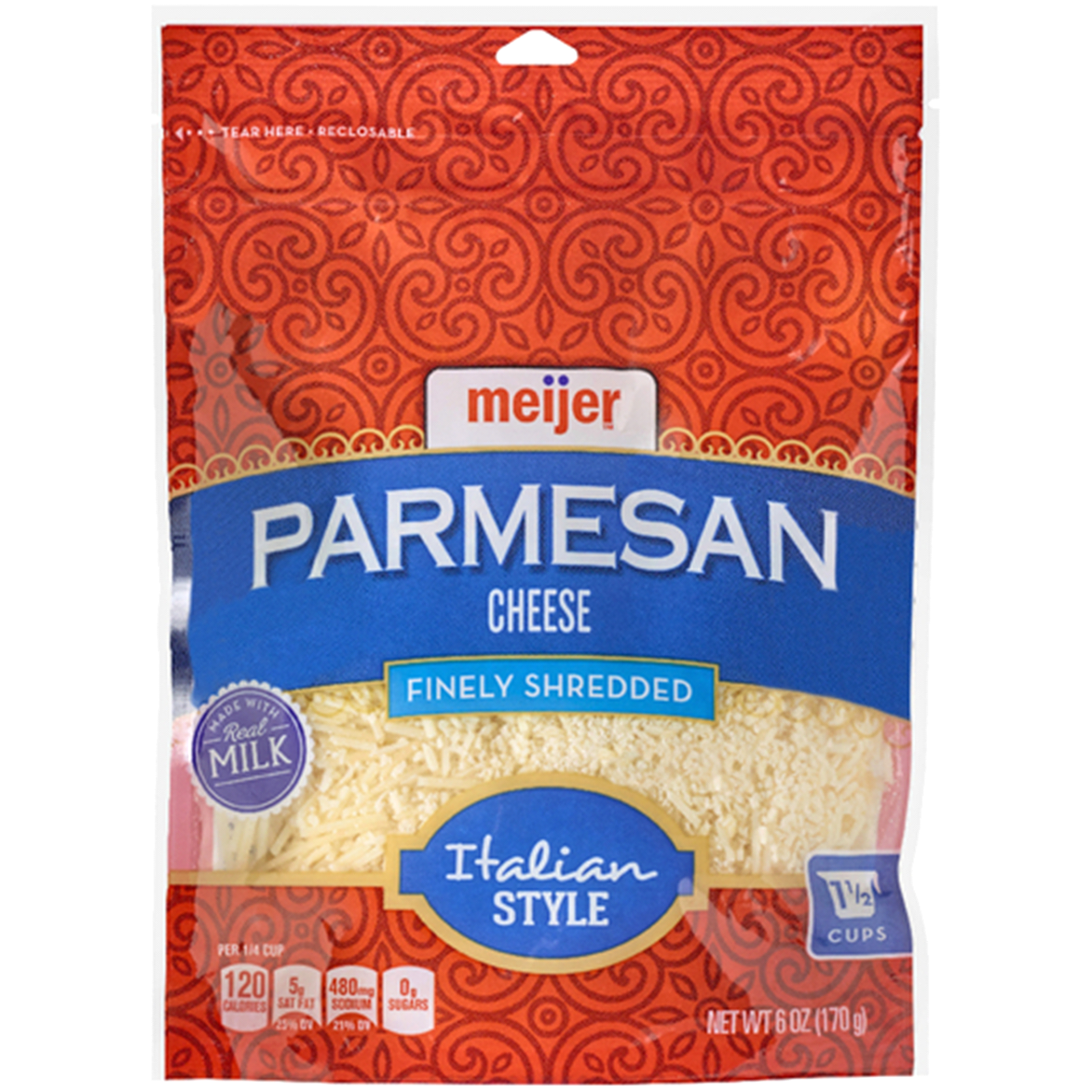 slide 1 of 1, Meijer Fancy Shredded Parmesan Cheese, 6 oz