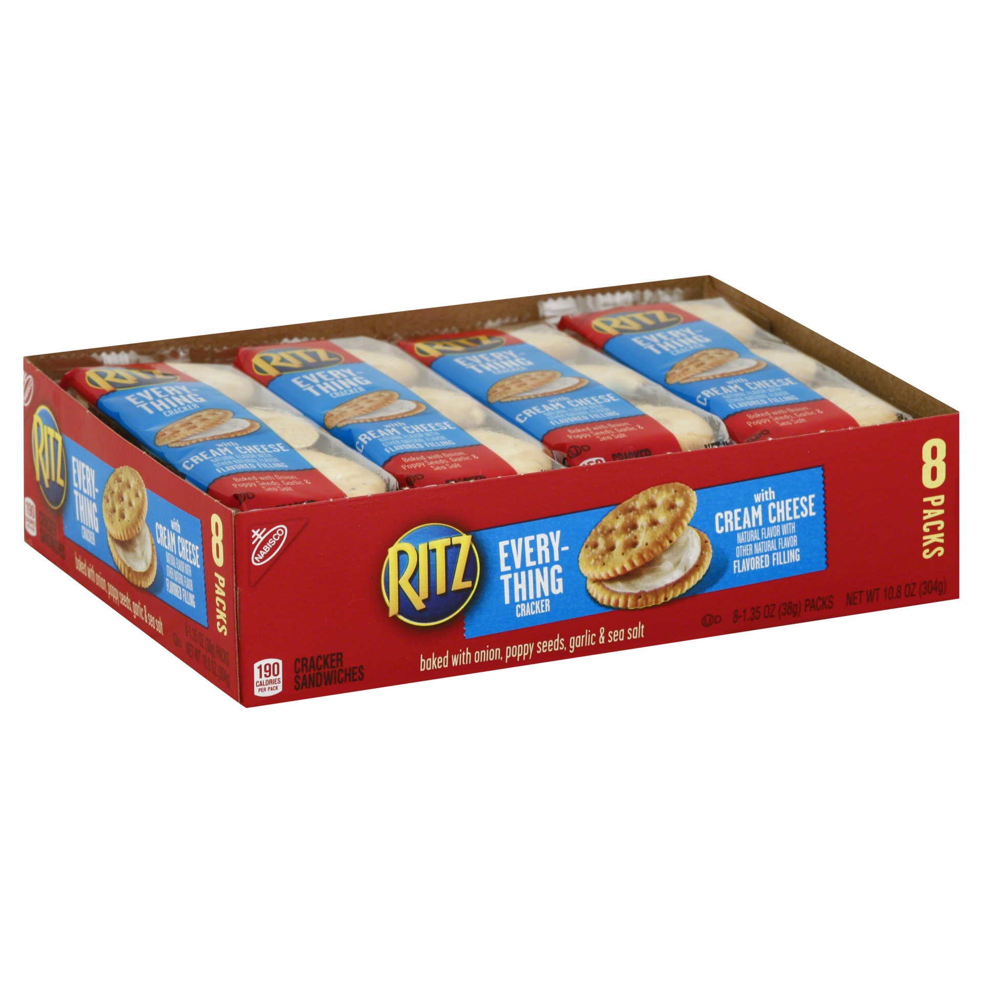 slide 1 of 1, Ritz Cracker Sandwiches, Everything Cracker, with Cream Cheese, 8 Pack, 8 ct